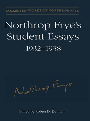 cover image of Northrop Frye's Student Essays, 1932-1938